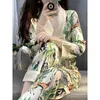 home clothing Large size lightweight luxurious high-end ice silk pajamas womens long sleep spring and autumn sets new home clothing printed animalsL2403