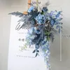 Decoratieve bloemen Palm Hyacinthebed Backdrop Arch Deco Artificial Hang Floral Row Kt Board Corner Event Party Stage Prop Raam