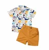 Baby Jungen Kleidung Kind Kleinkindparty tragen Dinosaurier -Druck Baumwollhemd Gelb kurzes Hosen Sommer 2pcs Kleidungsstück Set6165481