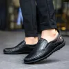 Casual schoenen Reetene echte lederen mannen comfortabel slip-on rijden buiten flats loafers zapatos hombre 37-47