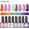 Sèchers 8 couleurs Gel Polish Set Kit de vernis à ongles paillettes coloré Faire tremper la lampe à ongles durcie pour la manucure d'art nail Halloween