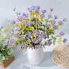 Fiori decorativi 3 forchette 47 cm ramo di fiore di ciliegia di seta artificiale per centrotavola da tavolo da casa decorazione rosa/viola piccolo