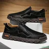 Casual Shoes Super Fiber Leather Handmade Men Walking Flat Loafers Outdoor Sneakers Male Office Business Dress Footwear