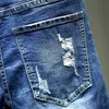 Mäns shorts 2024 Nytt blå hål denim shorts mens sommar casual jeans stor storlek 28-36 38 40 J240407