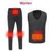 Hunting Jackets Outdoor Hiking Waistcoat Running Set Winter Usb Electric Heated Jacket Vest Men Thermal Heating Pants Suit