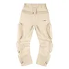 High Arcade Style Zippered Multi Pocket Workwear Pants for Men's Instagram Hip-hop Trend Loose Casual Leggings