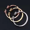 Carts bracelet Fashion Double Headed Leopard Bracelet Ring Set with Micro Zircon Dropping Gel Temperament Head Opening Jewelry