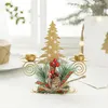 Kandelaars Kerstmis Smeedijzeren kandelaar Santa Claus Star Elk Tree Holder Xmas Jaar Tafel ornament