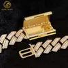 Zuanfu Luxury Big 20 mm Hiphop Baguette Moisanite Cuban Link Chain Gold plaqué 925 Collier cubain diamant en diamant en argent sterling