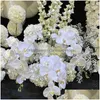 Decorative Flowers & Wreaths White Series Rose Babysbreath Real Touch Ochird Wedding Flower Arrangements Materials Runner Floor Floral Dhpmm