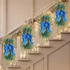 Decorative Flowers Festive Stair Wreath Christmas Stairway Swag Colored Ball Artificial Plant Pine Cone Bowknot Decor Reusable Holiday