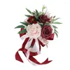 Fiori decorativi y1uu nozze artificiale peonia rosa fiore di bouquet ornamenti artigianali portatili per giorno