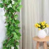 Flores decorativas 10pcs/lote pendurado na parede artificial folhas de bordo plantas de guirlanda videira folhagem de seda casa decoração de festa de natal