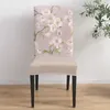 Couvre-chaise Spring Brown Flower Peach Blossom Dining Spandex Stretch Soupt Couvre pour la fête de la cuisine de la cuisine de mariage