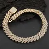 Großhandel Herrenarmbänder 20mm Flip -Schnalle Drei Zirkon Diamant Dicke Hüfthop Kubanische Kette Halskette