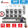 Système 8x Zoom 4K WiFi PTZ IP Camera avec 8ch 8MP POE NVR Couleur de couleur Vision nocturne 2 voies