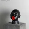 Arts et artisanat résine abstraite sculpture humaine noire pomme rouge lèvres de style africain statue artisanat de visage humain meublement décorations intérieuresl2447