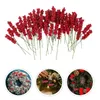 Decorative Flowers 50pcs Xmas Artificial Berry Fake Stems Christmas Tree DIY Decorations