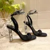 Aura Crystal Heel Gladiator Sandals Rhinestone تزيين مضخات البغال البغال الفاخر المصمم النسائي أحذية Rome Sandal for Women Factory Footwear 34-42 مع Box