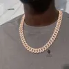 Designer smycken hopp hip hop smycken silver 925 isad ut månform 15mm maimi rektangel diamant vvs halsband för män guld kubansk länk kedja