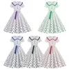 Party Dresses Women Dress Vintage Princess With Big Hem Contrast Color Dot Print For Women's Prom Wedding Events Printed