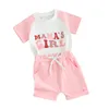 Clothing Sets Mamas Girl Baby Outfit Short Sleeve T-shirt Checkerboard Toddler Infant Summer Clothes
