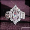 Обручальные кольца обручальные кольца 2023 Choucong Brand Luxury Jewelry 925 Sterling Sier Marquise Cut White Topaz Cz Diamond Eternity Women En Dhp7g