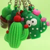 Keychains Lanyards New Cactus Keychain Soft Plastic Bag Pendant Potted Green Plant Pvc Car Key Ring K5124 Q240403