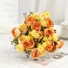 Kwiaty dekoracyjne Rose sztuczny jedwabny notatnik Peony Bokequet przyjęcie weselne do wazonu domowe walentynki dekoracja