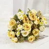 Fleurs décoratives Rose Silk artificiel Scclayme à pivoine Bouquet de mariage de Noël pour vase Home Valentin Day Decoration