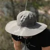 ワイドブリムハットバケツハットアウトドアメンズサンシェードハット12cm釣り釣りの登山帽子カジュアルな通気性漁師帽子240407を覆う顔を覆う大きな縁取り