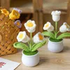 Decorative Flowers Crochet Artificial Plants Fake Flower Potted Hand Woven Lily Valley Bonsai Handmade Simulated Desktop Decorations