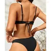 Couleur solide de maillots de bain féminin Sexy Backless Pearl Scoule de maillot de bain deux pièces à trois points Bikini