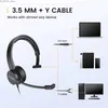 Cell Phone Earphones EKSA H15 Wired Call Headset with Microphone Hands-free Truck Driver Headphones with Noise Cancelling Mic Office Wired Headphones Y240407