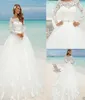 Bellissimo abito da sposa a maniche da ballo a maniche lunghe in spiaggia in pizzo in pizzo floreale floreale ghiottoso estate estate arabo arabo bohémian7894293