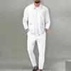 Men Casual Suit Top Długie rękawy i spodnie S3XL Stylowy kolor stały Wysoka jakość 240325