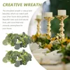 Dekorativa blommor Ring Party Wreath Door Green Leaf Tablett Festival Garland Simulering Mini Taper Candles