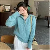 Womens Sweaters Turtleneck Sweater Woman 2022 Autumn And Winter Blue Loose Outside Wearing A Lazy Jatropha Thickening Drop Delivery Ap Dhc4K