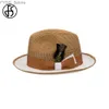 Breda breim hattar hink FS 2024 Vår/sommar khaki mens denim hatt med fjäderdekoration lockigt jazz panama herrar svart yq240407