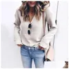 Damen Pullover Strick 2023 Herbst Winter Strick Sweater Frauen Pfrover Lila Jumper Ladies gegen Nacken Langarm Lose für Frau Drop del dh1te