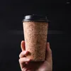 Disposable Cups Straws 25pcs Net Red Cork Paper 16oz 500ml Large Creative Drinks Coffee High-grade Tea Drinking Cup With Lid