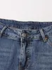 Damesjeans Gymamamazes Patchwork Chain Denim Trouser For Women High Taille Splited Pocket Streetwear Slimming Flare Pants vrouwelijke mode