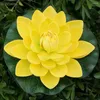Dekorativa blommor konstgjord gul falska lotus lily bladvatten pool flytande damm bröllop dekoration trädgård 17 cm b12