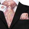 Hals Krawatten Hi Krawatte 100% Seiden Klassiker Herren Hochzeit Coralle Pink Pfirsich Krawatte Pocket Square Manschettenknöpfe Set Herren Rose Krawatte Solid Paisley Krawatte C240412