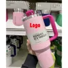 Stanleness The Quencher H20 40oz Mugs Cosmo Pink Parade Tartista rosso Cups Coppe per auto in acciaio inossidabile Termos Barbie Pink Tumbler Valentines D RW5J