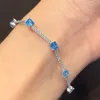 Klassisches Labor Topaz Diamond Armband Armband 100% Real 925 Sterling Silber Hochzeitsarmbänder für Frauen Braut Engagement Schmuck