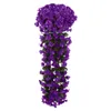 Dekorativa blommor Violet Artificial Flower Party Decoration Simulated Basket Fake Wall Hanging Vine Tificial Garland Wis O7x2