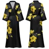 Home Kleding Bloem Gedrukt Kimono Robe Dames kunstmatige zijden badkamer veer en herfst los fitting home jurk lounge pyjama's half mouwen pyjamasl2403