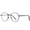 Sonnenbrillen Rahmen Fashion Metal Anti Blue Light Gläses Frauen Frauen klassische Retro Runde Rahmen transparente Linsen Myopie Optische Brille