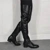 부츠 Kolnoo Real POS 여성 블록 힐 오버 무릎 섹시한 저녁 크리스마스 파티 파티 허벅지 하이 블랙 패션 겨울 신발